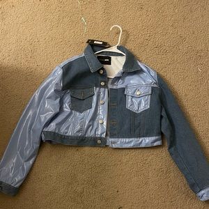 Denim jacket w/ vinyl detail